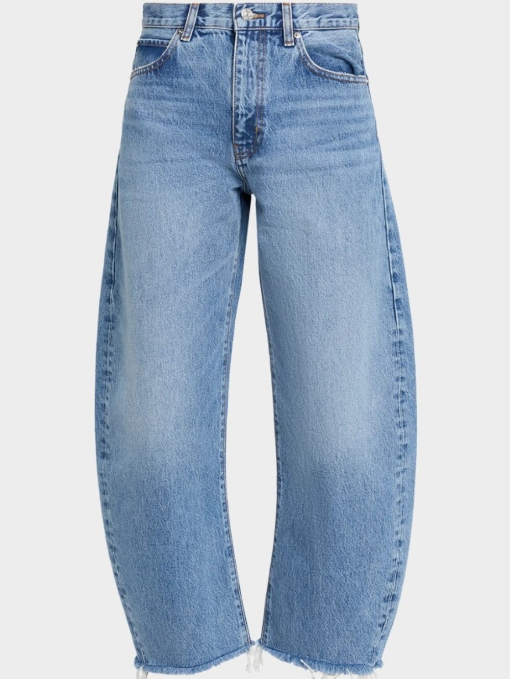 Frame The Bubble Crop Medium Wash Frayed Hem Cottagecore